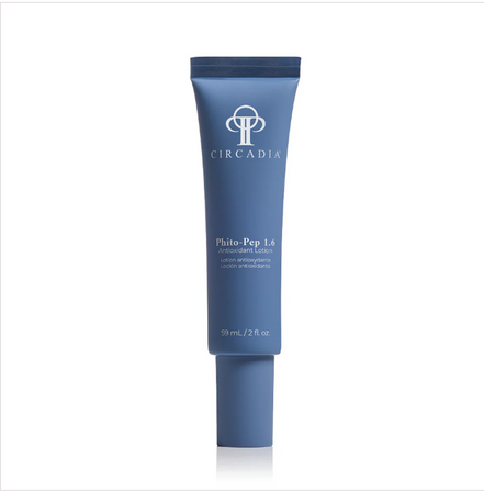 Blue tube of Circadia Phito-Pep 1.6 lotion on a white background